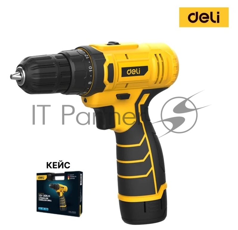 Дрель-шуруповерт аккумуляторная Deli DL-DZ12-5A2 (1 АКБ*2Ач+ЗУ, 12В, 30Нм, кейс)