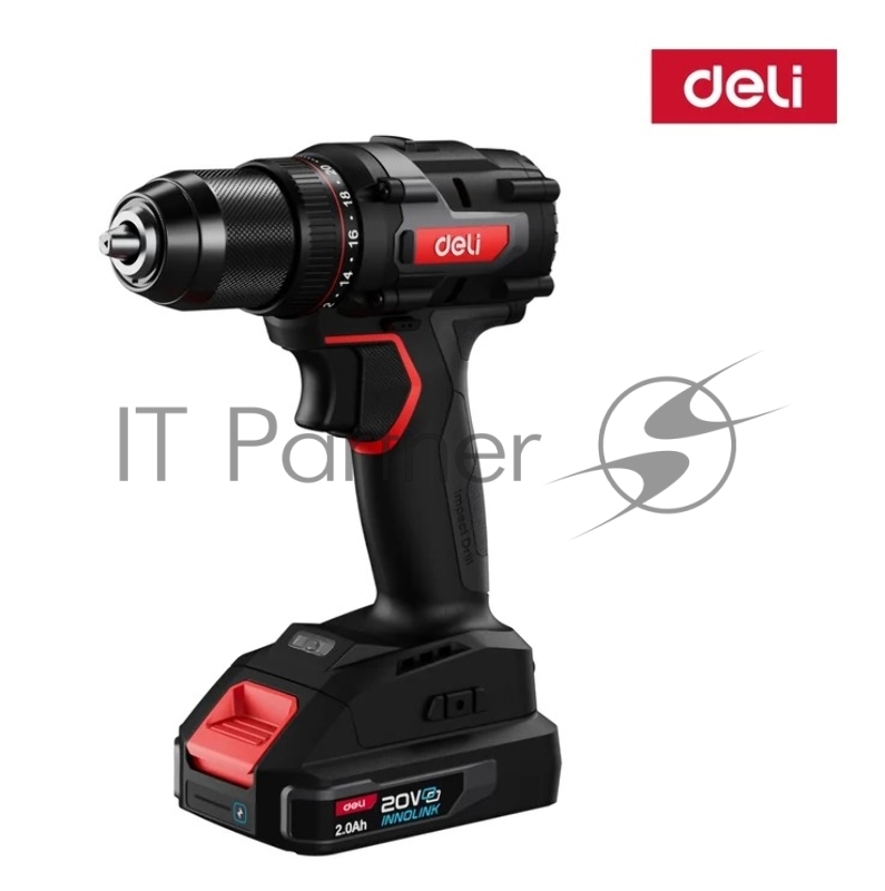 Дрель-шуруповерт аккумуляторная Deli DE-DZ20-1D2 (2 АКБ*2Ач+ЗУ, 20В, 10мм, 50Нм, сумка)