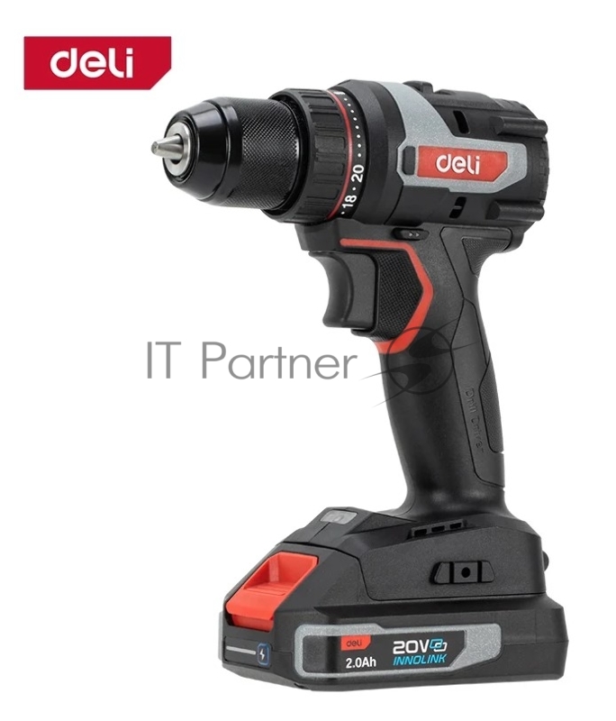 Дрель-шуруповерт аккумуляторная Deli DE-DZ20-1D2 (2 АКБ*2Ач+ЗУ, 20В, 10мм, 50Нм, сумка)