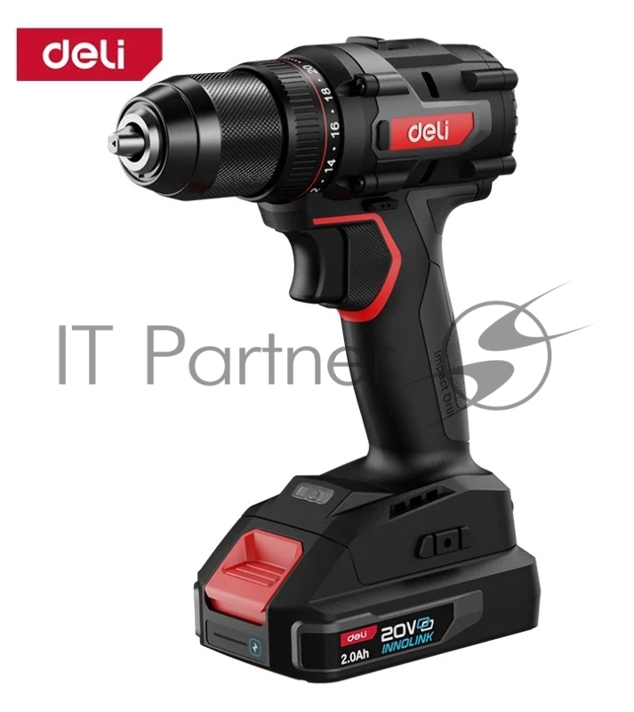 Дрель-шуруповерт аккумуляторная Deli DE-DZ20-2D2 (2 АКБ*2Ач+ЗУ, 20В, 13мм, 70Нм, сумка)