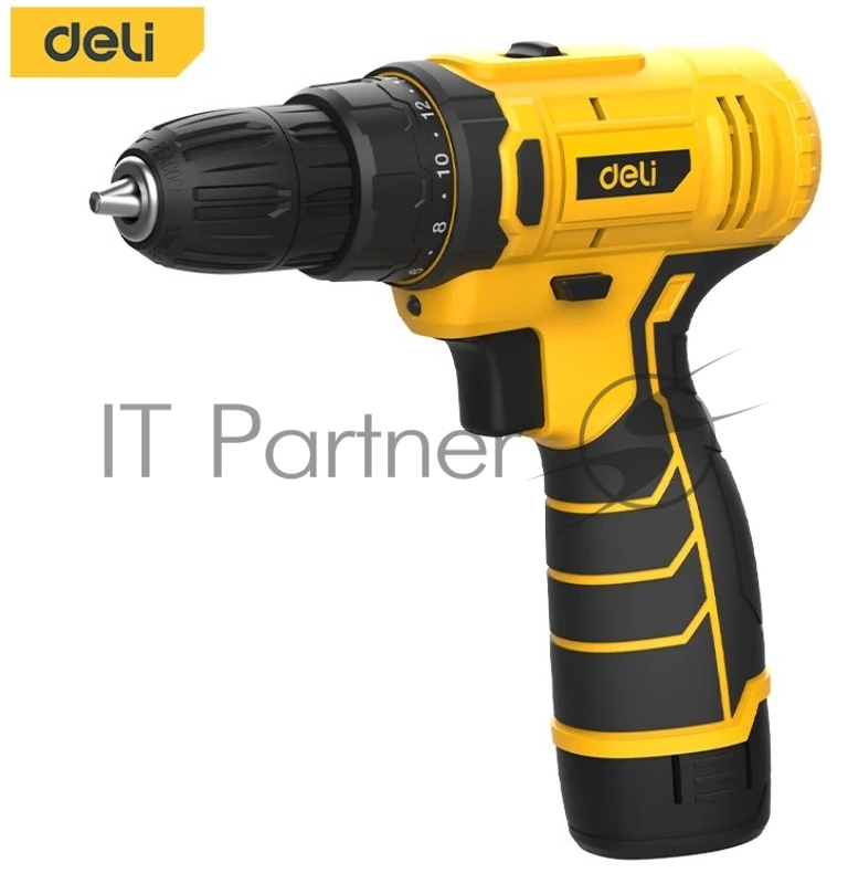 Дрель-шуруповерт аккумуляторная Deli DL-DZ12-6A2 (1 АКБ*2Ач+ЗУ, 12В, 30Нм, набор оснастки 24 предмета, кейс)