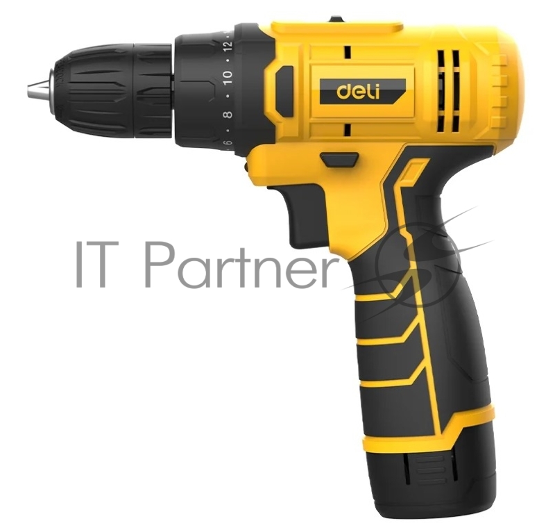 Дрель-шуруповерт аккумуляторная Deli DL-DZ12-6A2 (1 АКБ*2Ач+ЗУ, 12В, 30Нм, набор оснастки 24 предмета, кейс)