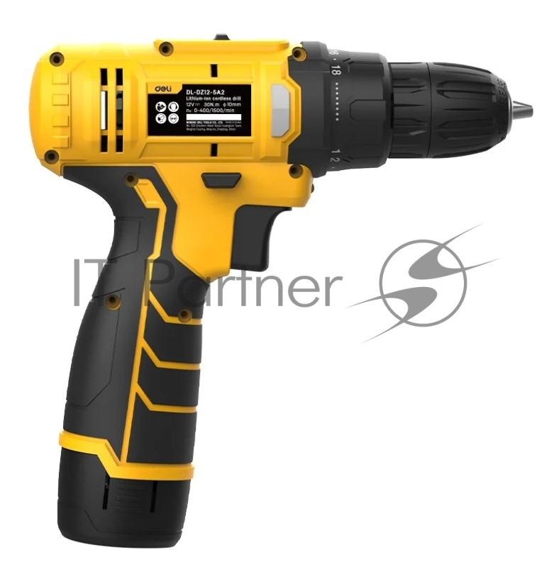 Дрель-шуруповерт аккумуляторная Deli DL-DZ12-6A2 (1 АКБ*2Ач+ЗУ, 12В, 30Нм, набор оснастки 24 предмета, кейс)