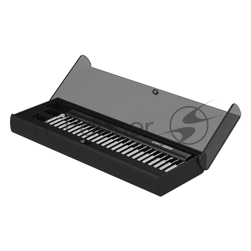 Отвертка аккумуляторная прецизионная Deli Home series Black Deli DY-DP04-1B1 (3,7В, 260мА*ч, 0,2/3Нм, 200об/мин, Type-C, набор бит 25 шт, кейс)