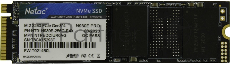 Накопитель SSD Netac N930E Pro PCIe 3 x4 M.2 2280 NVMe 3D NAND SSD 256GB, R/W up to 2040/1270MB/s, EAN: 6926337224558