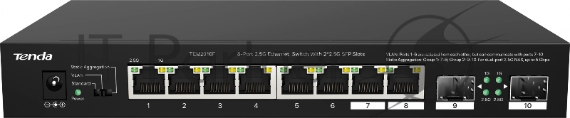Коммутатор Tenda TEM2010F 8-портовый Ethernet 2,5G