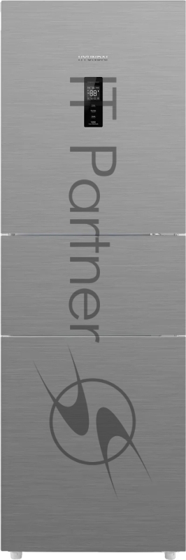 Холодильник Hyundai CM30073F нержавеющая сталь трехкамерный 137/81 л морозилка снизу, No Frost, Side by Side