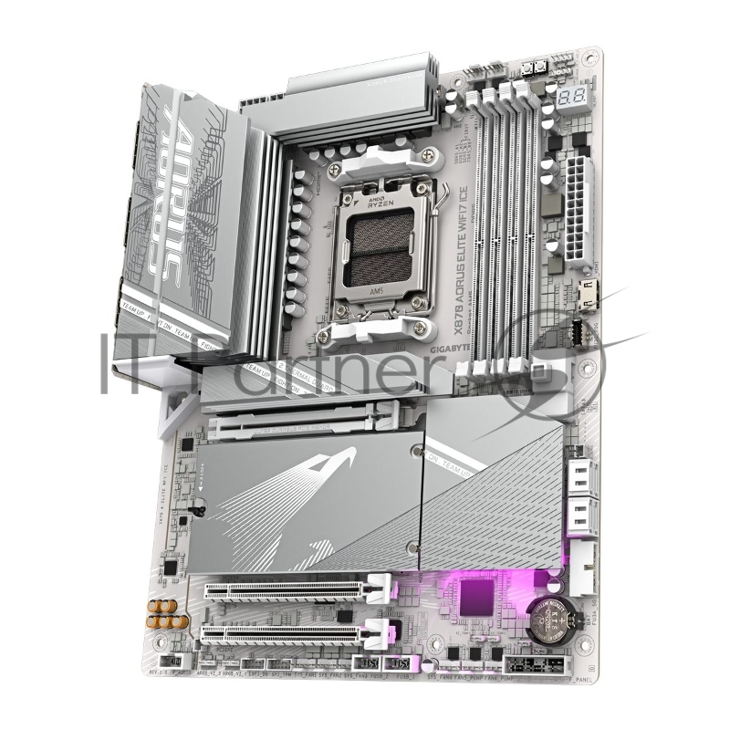 Материнская плата GIGABYTE X870 AORUS ELITE WIFI7 ICE, AM5, AMD X870, 4xDDR5, 4xSATA, 4xM.2, 1xPCI-E 5.0 x16, 1xPCI-E 4.0 x4, 1xPCI-E 3.0 x2, 1xHDMI, 1x 2.5Gb LAN, 2xUSB-C 4.0, 2xUSB 3.2 Gen 2, 4xUSB 3.2 Gen 1, 4xUSB 2.0, 2x3.5 мм, 7.1, ATX
