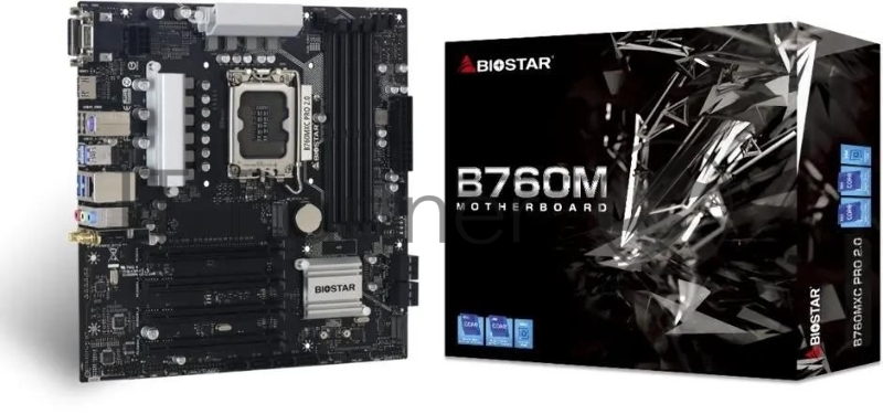 Материнская плата Biostar B760MXC Pro, Soc-1700 Intel B760 4xDDR5 mATX AC`97 8ch(7.1) 2.5Gg RAID+VGA+DVI+HDMI
