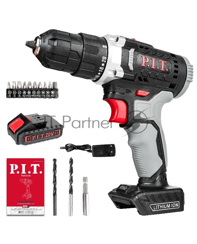 Дрель-шуруповерт P.I.T. PSR18-D5 PROMO, 30Нм, 20В, 1,5 Ач, патрон быстрозажимной реверс
