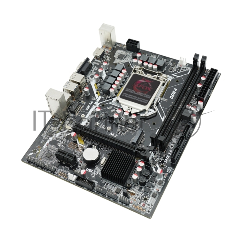 Материнская плата AFOX INTEL H510 s1200, 2xDDR4(64GB), 1xPCIe 4.0x16, 1xPCIe x1, 1xHDMI, 1xD-Sub, 1xLAN(1GbE), 3xSATA, 1xM.2, 2xUSB 3.0, 2xUSB 2.0, 2xPS/2, mATX