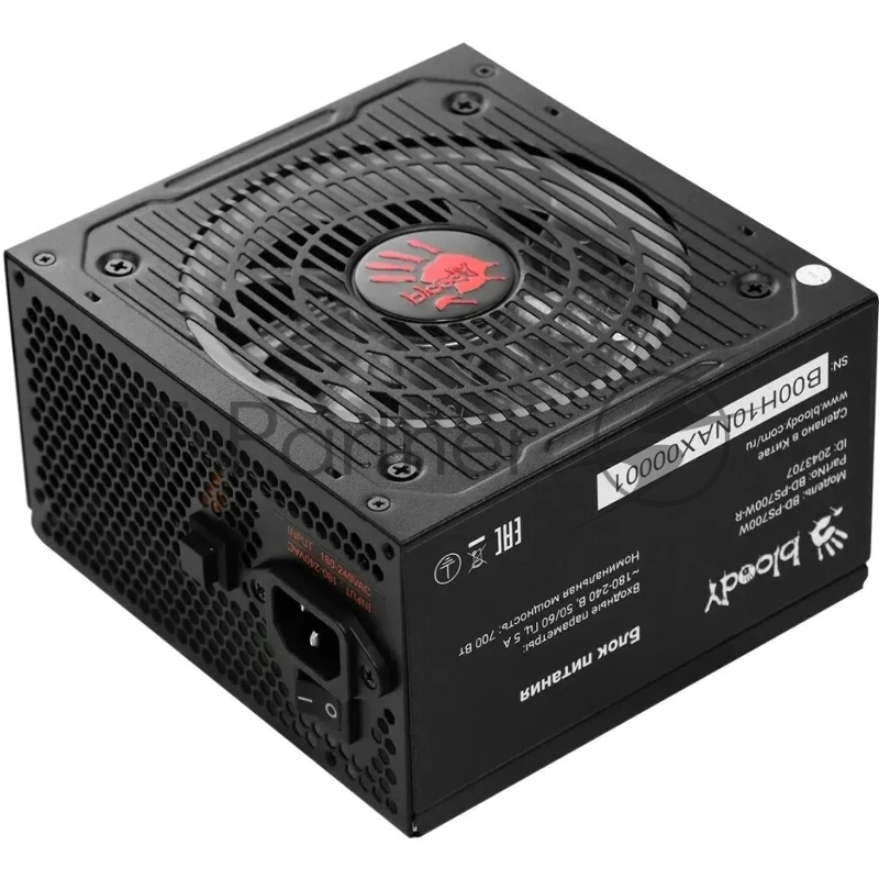 Блок питания Bloody ATX 700W BD-PS700W 80 PLUS WHITE (20+4pin) APFC 120mm fan color LED 6xSATA RTL