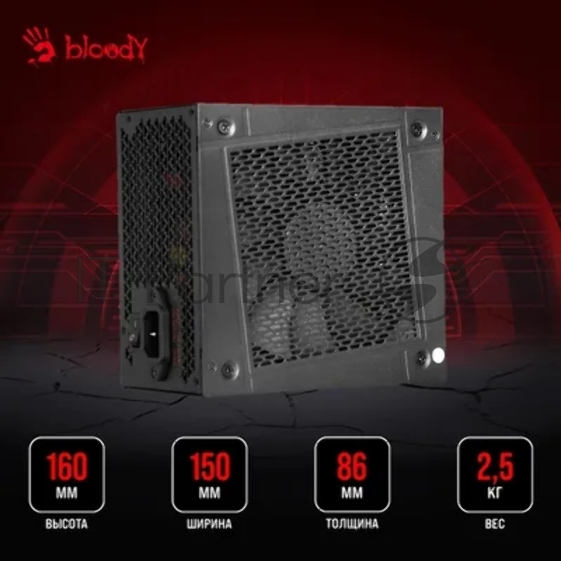 Блок питания Bloody ATX 1000W BD-PS1000G 80+ gold (20+4pin) APFC 140mm fan 12xSATA Cab Manag RTL