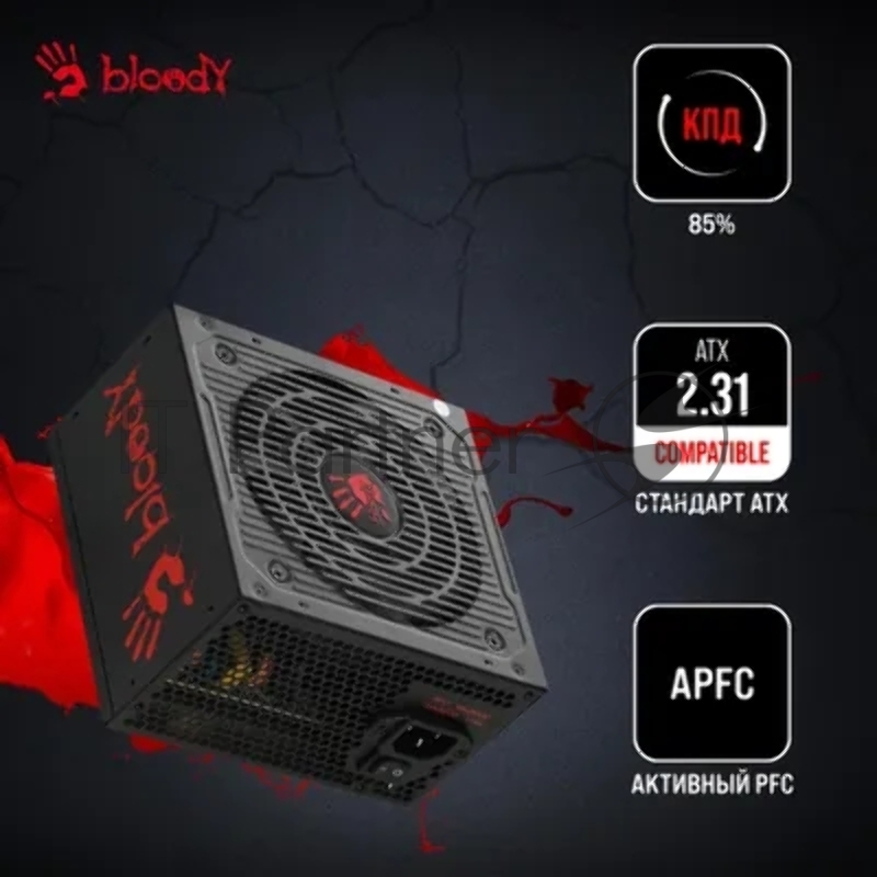 Блок питания Bloody ATX 600W BD-PS600W 80 PLUS WHITE (20+4pin) APFC 120mm fan 6xSATA RTL