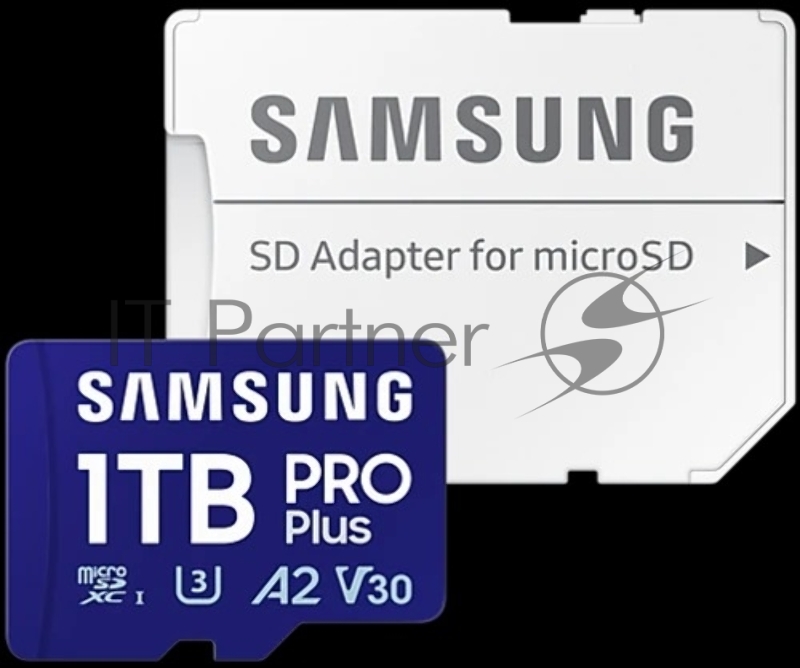 Карта памяти Samsung PRO Plus, microSDXC 1TB, Class 10, A2, V30, UHS-I (U3), W 130 МБ/с, R 180 МБ/с, адаптер на SD