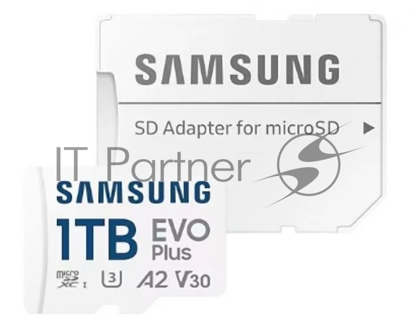 Карта памяти Samsung EVO Plus, microSDXC 1TB, Class 10, A2, V30, UHS-I (U3), W 90 МБ/с, R 160 МБ/с, адаптер на SD