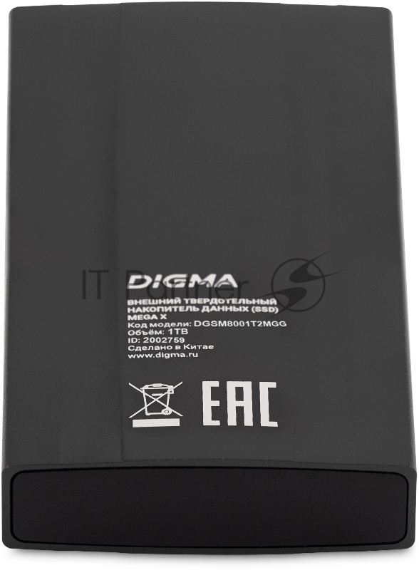 Накопитель SSD Digma USB3.2 Gen2x2 1TB DGSM8001T2MGG MEGA X 1.8 темно-серый