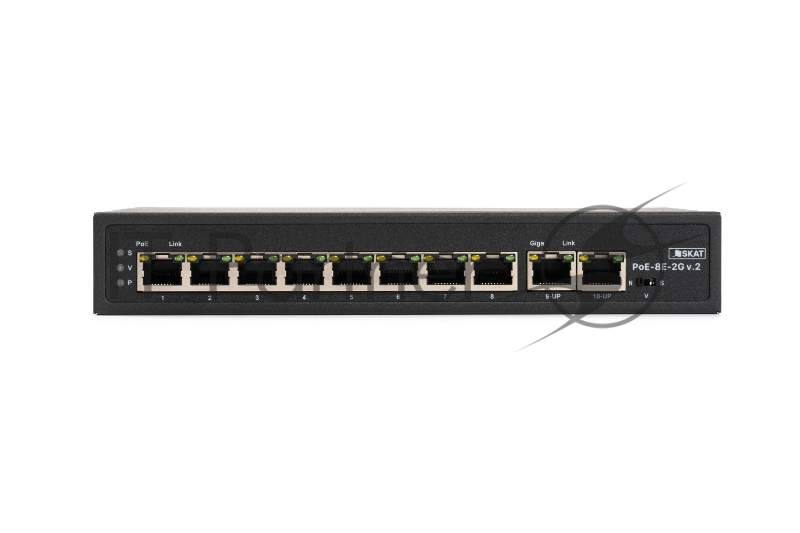Коммутатор SKAT PoE-8E-2G v.2 PoE Plus 120Вт порты: 8-Ethernet 2-Uplink