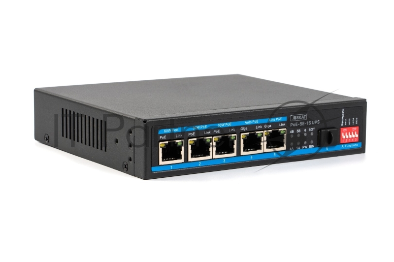 Коммутатор бесперебойный SKAT PoE-5E-1S UPS POE 120Вт порты: 5-Ethernet 1-Uplink