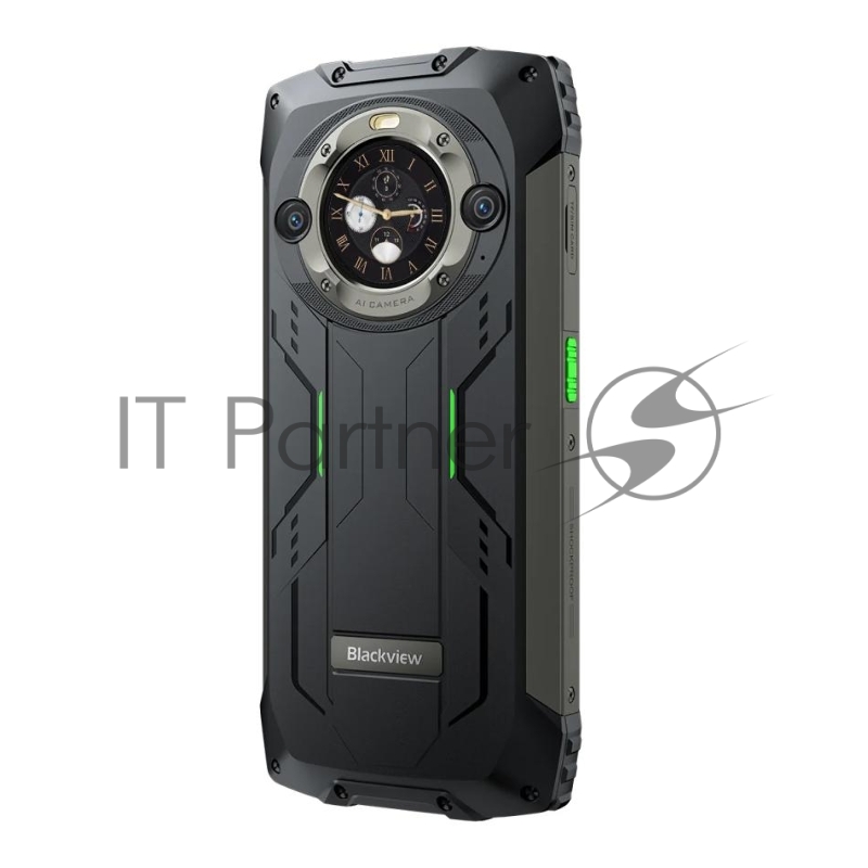 Смартфон BlackView BV9300Pro MT6789V/CD(G99) 8С RAM8Gb ROM256Gb 6,7 IPS 1080x2388 2G 3G 4G Android 13 64Mpix 32Mpix NFC GPS 802.11 a/b/g/n/ac GSM NFC TouchSc TF card 1Tb 15080mAh 33W Fast Charge черный с зеленой рамкой