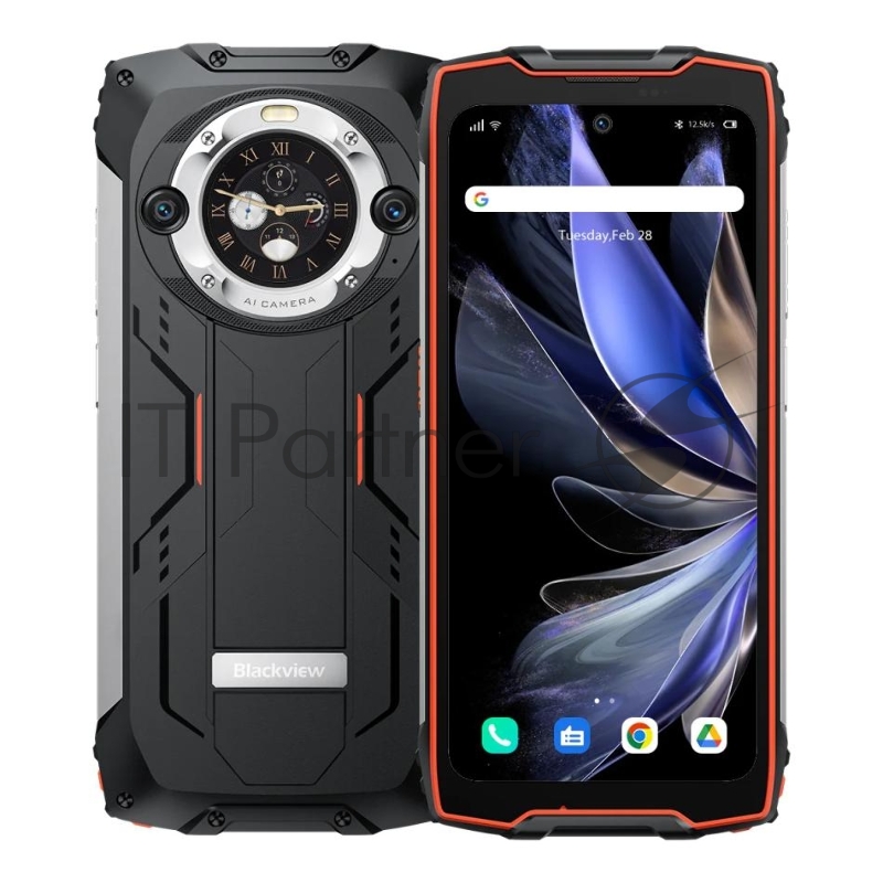 Смартфон BlackView BV9300Pro MT6789V/CD(G99) 8С RAM8Gb ROM256Gb 6,7 IPS 1080x2388 2G 3G 4G Android 13 64Mpix 32Mpix NFC GPS 802.11 a/b/g/n/ac GSM NFC TouchSc TF card 1Tb 15080mAh 33W Fast Charge черный с оранжевой рамкой