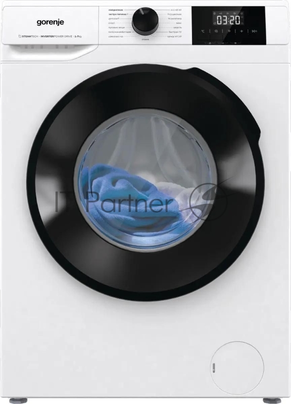 Стиральная машина Gorenje W1NGPI72SBS/C, с фронтальной загрузкой, с паром, 7кг, 1200об/мин, инверторная, белый