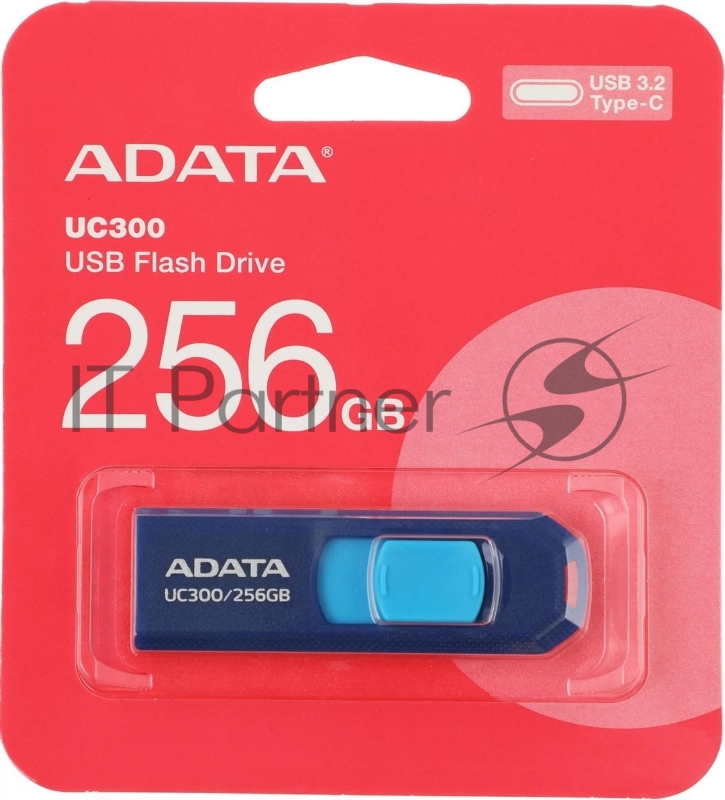 Флешка USB (Type-C) A-Data UC300, 256ГБ, USB 3.2, синий/голубой