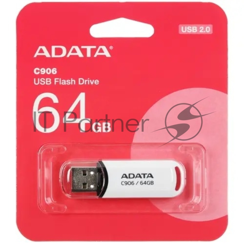 Флешка ADATA Classic C906, 64GB, USB 2.0, Белый