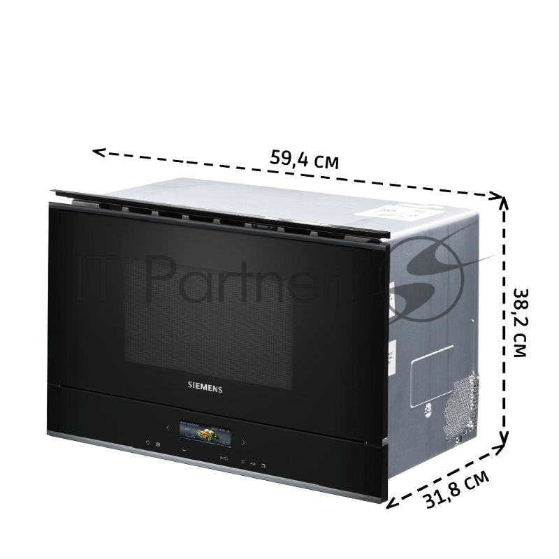 Встраиваемая микроволновая печь SIEMENS, микроволны (соло), объем 21 л, выходная мощность микроволн 900 Вт, управление сенсорное, автоприготовление, авторазмораживание, цвет черный,петли справа