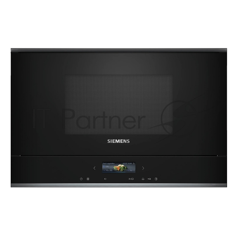 Встраиваемая микроволновая печь SIEMENS, микроволны (соло), объем 21 л, выходная мощность микроволн 900 Вт, управление сенсорное, автоприготовление, авторазмораживание, цвет черный,петли справа