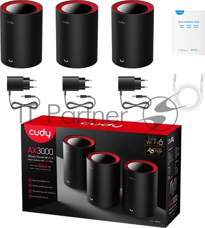 Wi-Fi Mesh-система/ AX3000 Wi-Fi 6 Mesh 2.5G Solution 3-Pack, Dual-Band, Chipset MT7981BA+MT7976CN+RTL8221B, 802.11ax/ac/a/b/g/n, 2402Mbps at 5GHz + 574Mbps at 2.4GHz, 2.5G WAN+GE LAN, 5 internal antennas, MU-MIMO, DDNS, Zerotier/Wireguard/OpenVP