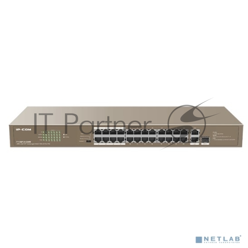 Коммутатор IP-COM F1126P-24-250W PoE неуправляемый 26-Ports 10/100 Mbps Base-TX + 1-Port 1000 Base-X SFP / 24-Ports PoE (PoE бюджет 230W)