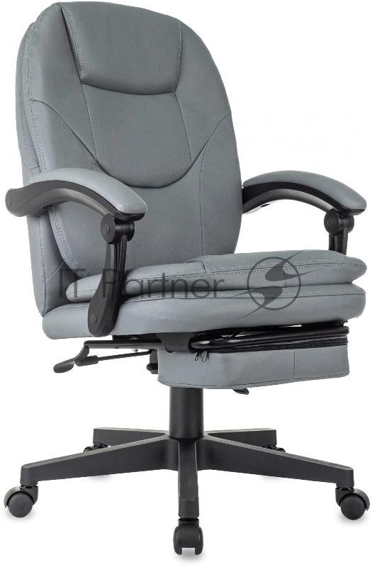 Кресло руководителя Бюрократ CH-868N-BF серый эко.кожа крестов. пластик подст.для ног