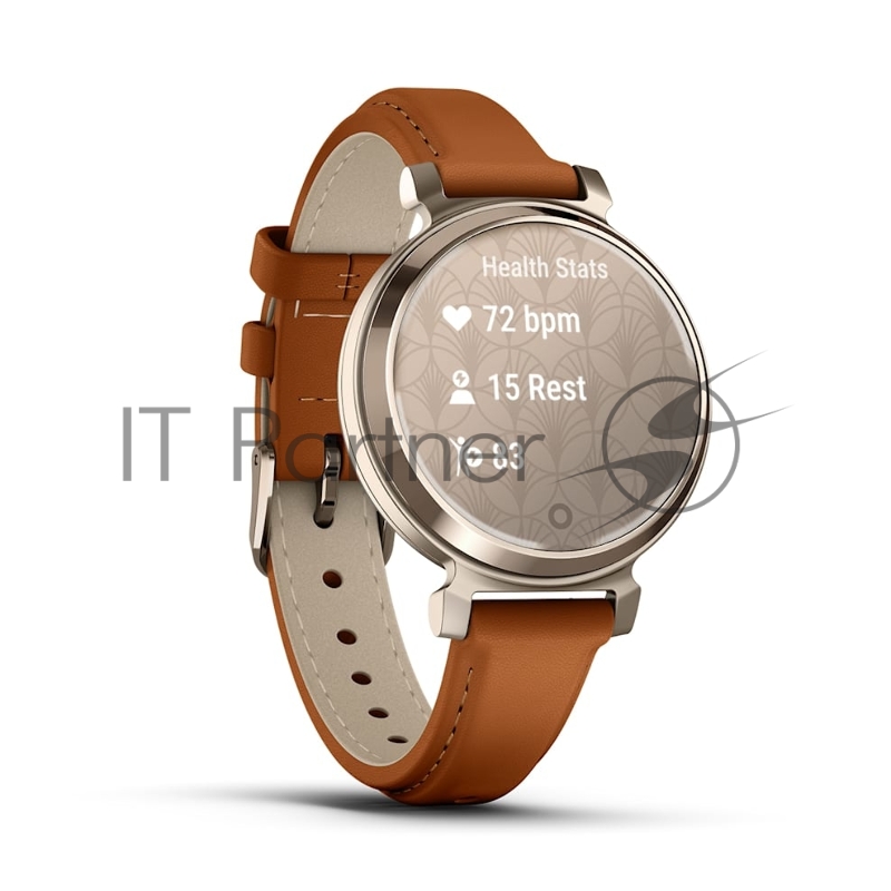 Смарт-часы Garmin Lily 2 Classic кремовое золото, коричневый кожаный ремешок 35,4мм