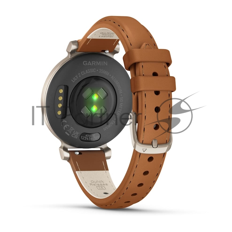 Смарт-часы Garmin Lily 2 Classic кремовое золото, коричневый кожаный ремешок 35,4мм
