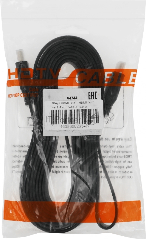 Кабель соединительный аудио-видео Premier 5-815F HDMI (m)/HDMI (m) 3м. черный (5-815F 3.0)