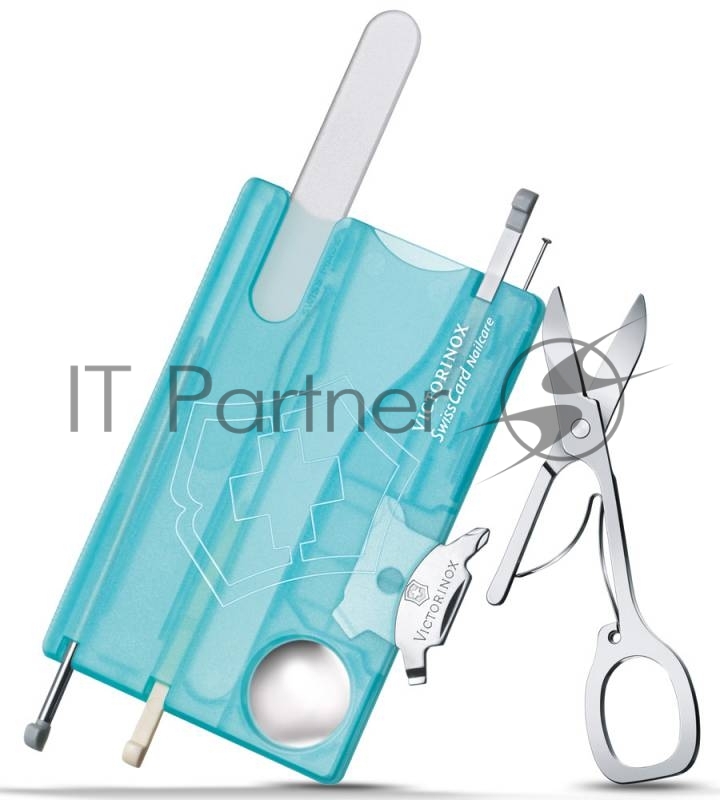 Швейцарская карта Victorinox SwissCard Nailcare (0.7240.T21) бирюзовый полупрозрачный коробка подаро