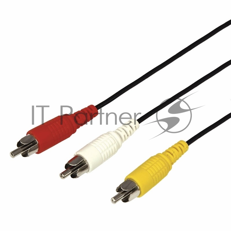 Шнур REXANT 3 RCA - 3 RCA, 3 м, черный (10 шт./уп.)