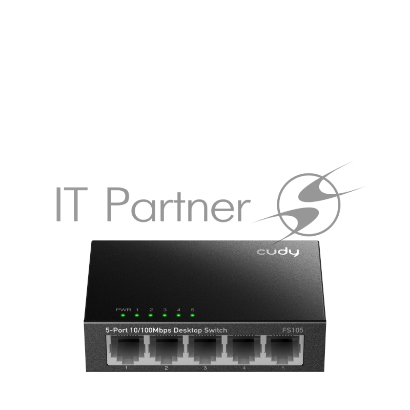 Коммутатор CUDY FS105 5-Port 10/100 Mbps Desktop Switch, 5 10/100M RJ45 Ports, Loop Detection, Metal Case, Power Saving, Plug & Play