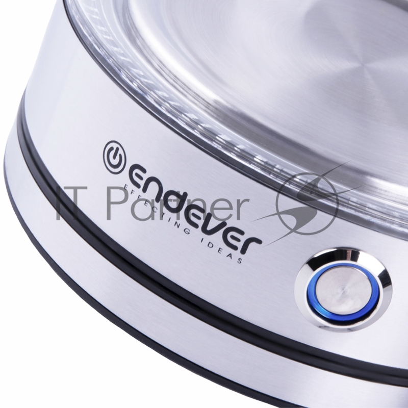 Чайник электрический Endever Skyline KR-345G, стальной/черный, мощность 2200 Вт, емкость 1,8 л, сталь/стекло, скрытый нагр.элем , 12 шт/уп.