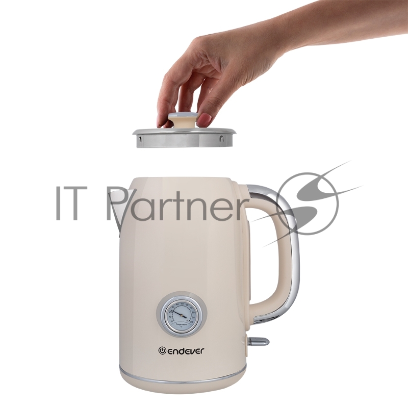 Чайник электрический Endever Skyline KR-257S, мощность 2200Вт, цвет бежевый, Объем 1,7л, корпус из нерж. стали,6 шт/уп.