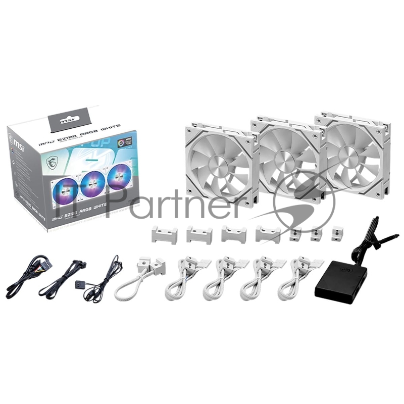 Вентилятор в корпус MSI MPG EZ120 ARGB WHITE-3W MECH ARGB WHITE, 120 mm FAN x 3 , with ARGB controller, Color Box