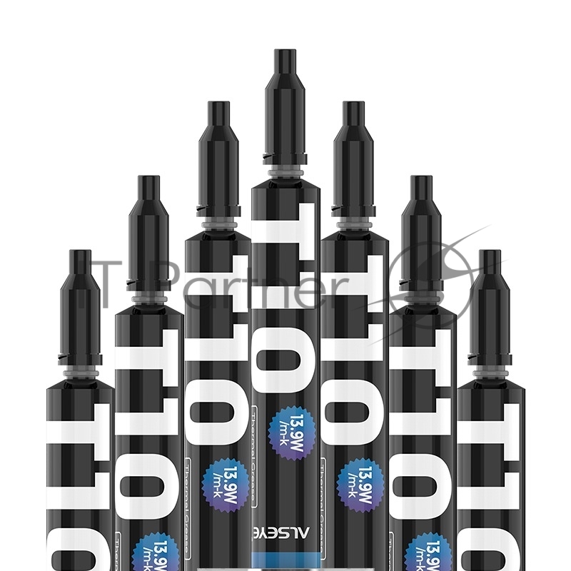 Термопаста ALSEYE T10 Thermal conductivity: 13.9W/m-k Color: Gray Conductivity: non-conductive specific gravity: 2.7g / cm³@25℃ Capacity: 1.2ml Weight: 2G