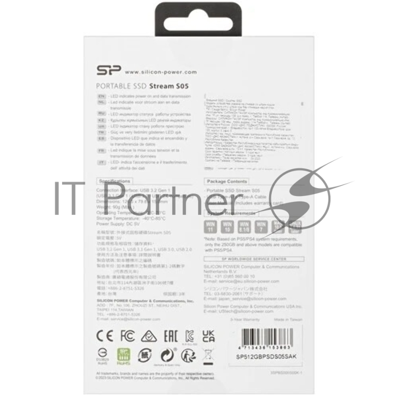 Накопитель SSD Silicon Power USB3.2 Gen1 512GB SP512GBPSDS05SAK Stream S05 2.5 черный