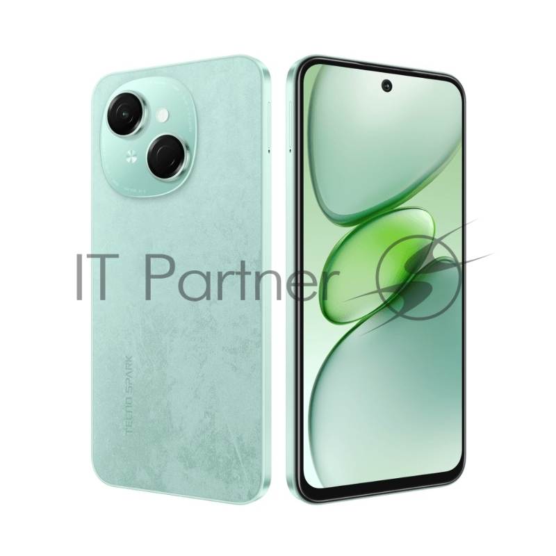 Смартфон Tecno KL4 SPARK GO 1 4/128GB Magic Skin Green, 6.56, 20:9, 1612 x 720 пикселей, 1.6GHz, 8 Core, 4GB RAM, 128GB, up to 1TB flash, 13Mpix+AI/8Mpix, 2 Sim, 4G, BT v5.0, WiFi 802.11 b/g/n, GPS/AGPS, GLONASS,NFC, Type-C, 4900mAh, Android T-GO, 18