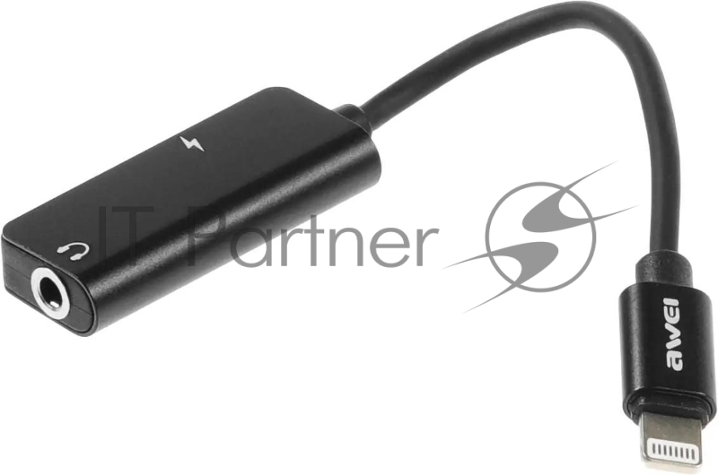 Переходник аудио Premier AWEI lightning/Jack 3.5 (f) 0.1м. черный (CL-121)