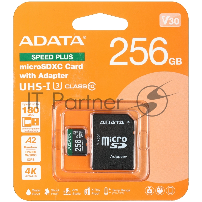 Флеш карта microSD A-DATA 128GB microSDXC Class 10 UHS-I U3 V30 A2 160/140 MB/s (SD адаптер)