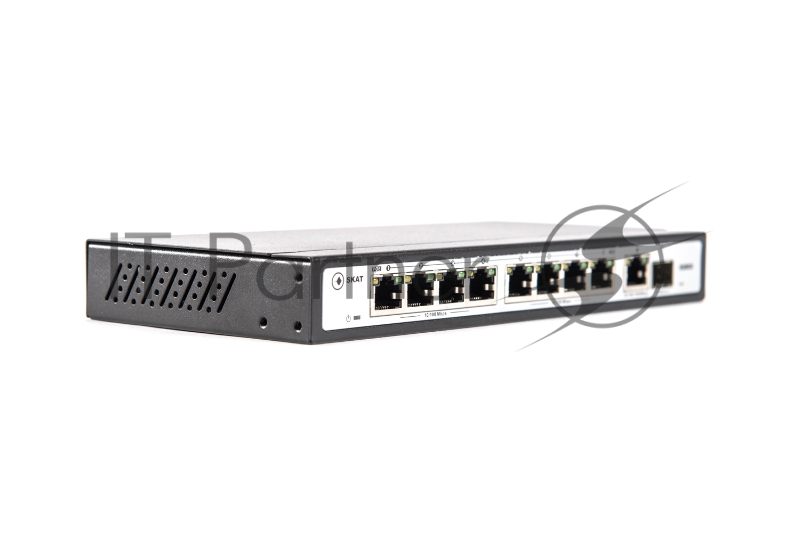 Коммутатор PoE Plus SKAT PoE-8E-1G-1S, мощность 120Вт, порты: 8-Ethernet, 1-Uplink, 1-SFP SKAT PoE-8E-1G-1S PoE Plus switch, power 120W, ports: 8-Ethernet, 1-Uplink, 1-SFP