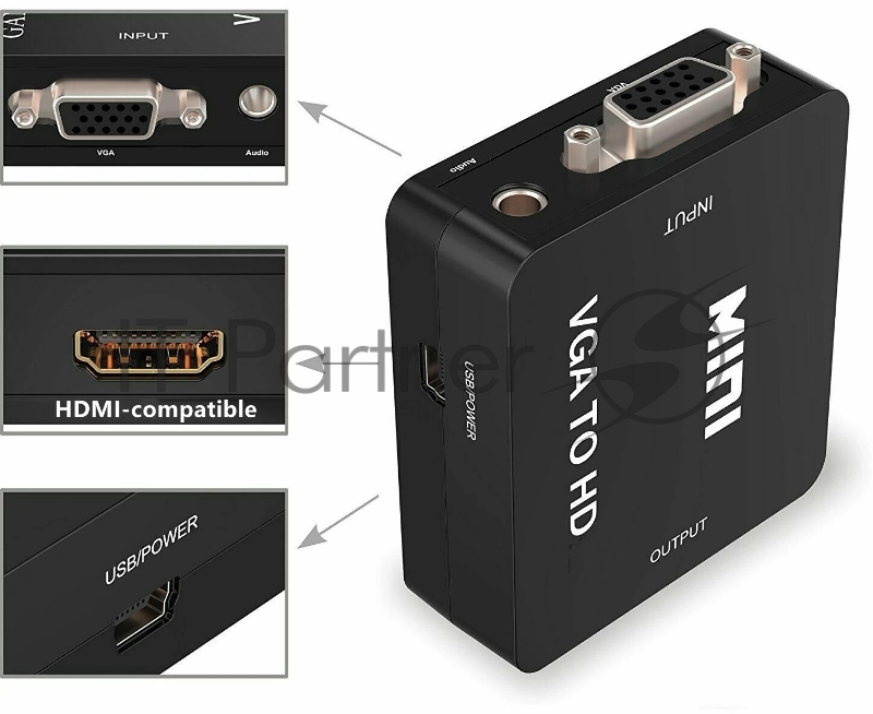 Переходник аудио-видео Premier 5-982 HDMI (f)/RCA (f)/Jack 3.5 (f) черный