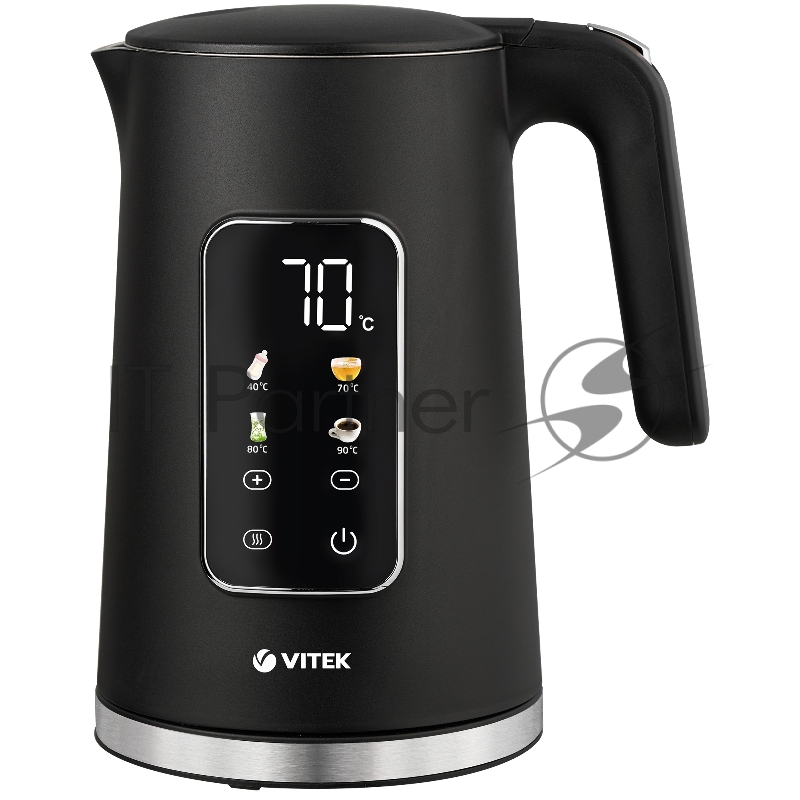 Чайник электрический Vitek VT-1162, 1.7л, 2200Вт, черный, корпус: металл/пластик